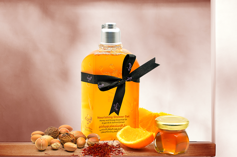 Nourishing Shower Gel Honey and Orange Essential Oil Argan Oil & Saffron Extract